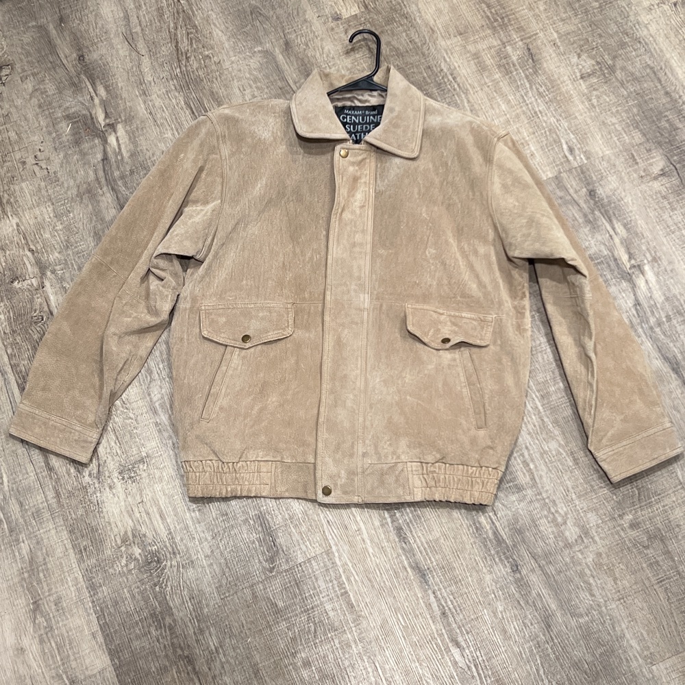 Tan Maxam Brand Genuine Suede Leather Jacket. Size: XL